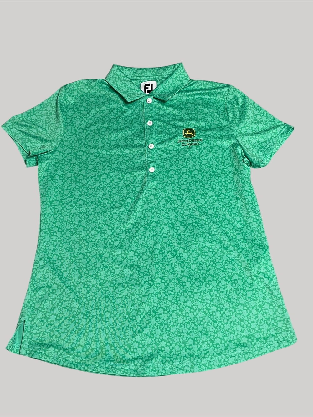 FootJoy Green Floral Print Polo Top Embroidered John Deere Classic Women’s Small